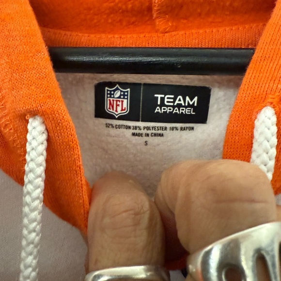 NFL Team Apparel Orange Hoodie with White Drawstrings - Picture 2 of 5